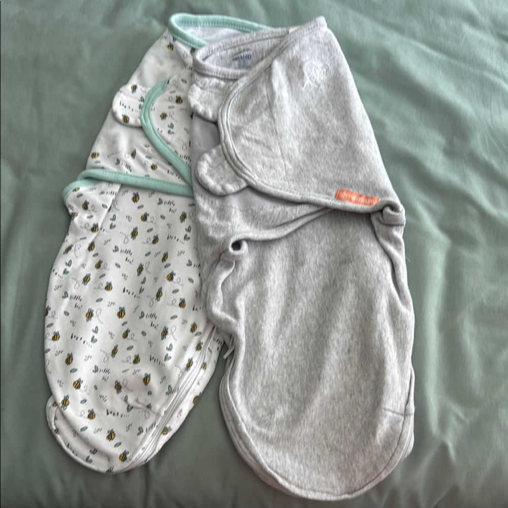 Gray and Patterned Baby Swaddle